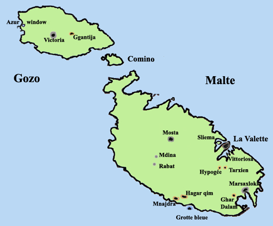 les de Gozo en haut  gauche et Malte en bas  droite 